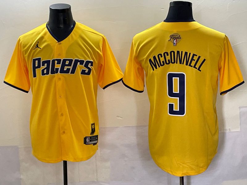 Men 2025 Indiana Pacers 9 Mcconnell Yellow Joint Name NBA Jersey style 26